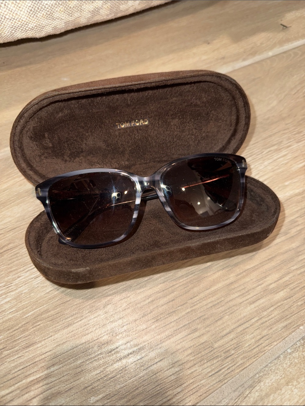 Tom Ford Sunglasses with Brown Suede Glasses Case with Gold Logo